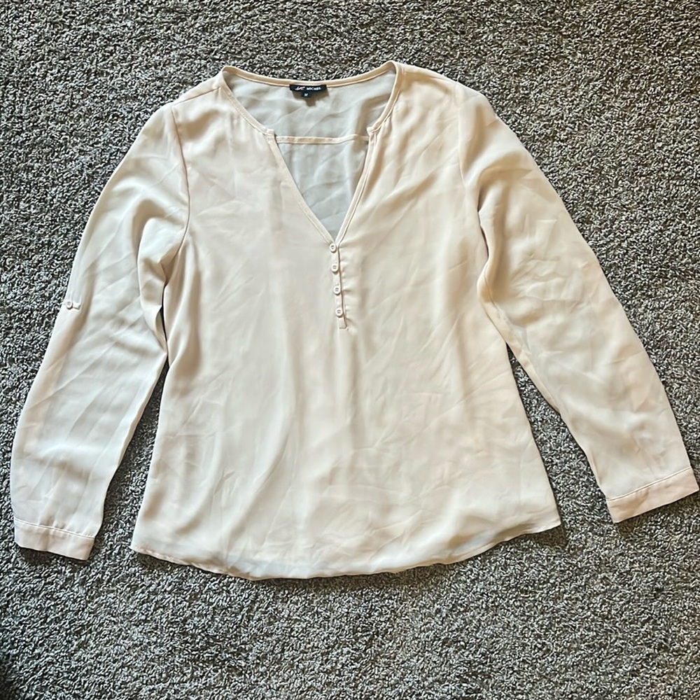 Beige Mesh Long Sleeve with Front and Back button detail Size M